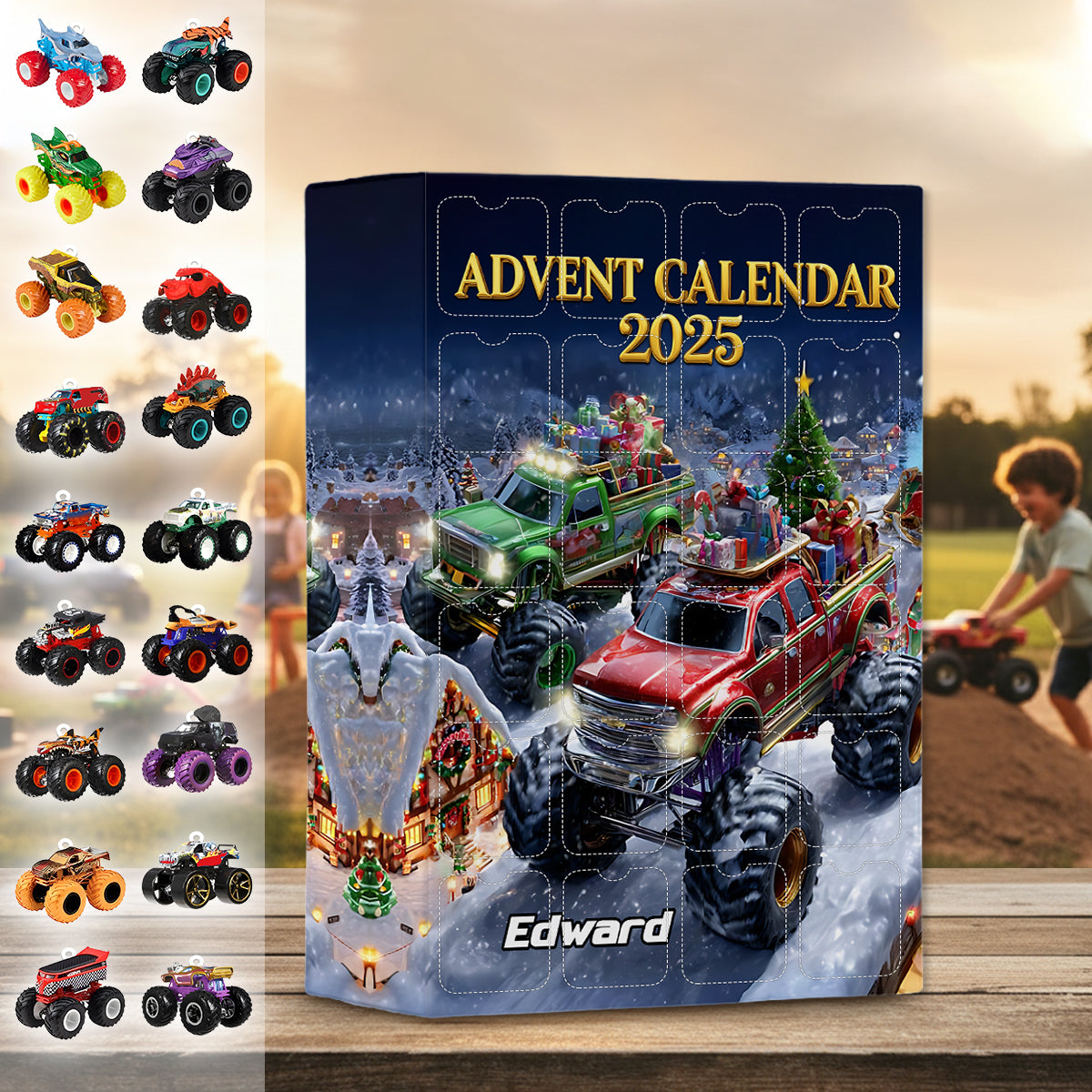 Monster Crusher - Calendrier de l'Avent personnalisé pour enfants avec décorations