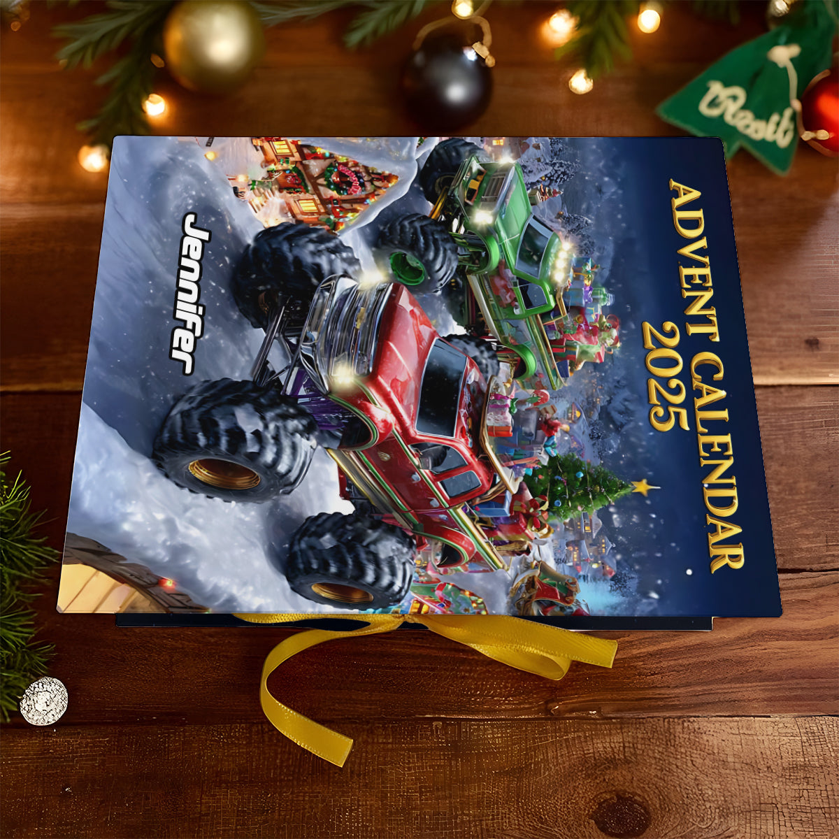 Monster Crusher - Calendrier de l'Avent pliable et personnalisé pour enfants avec décorations