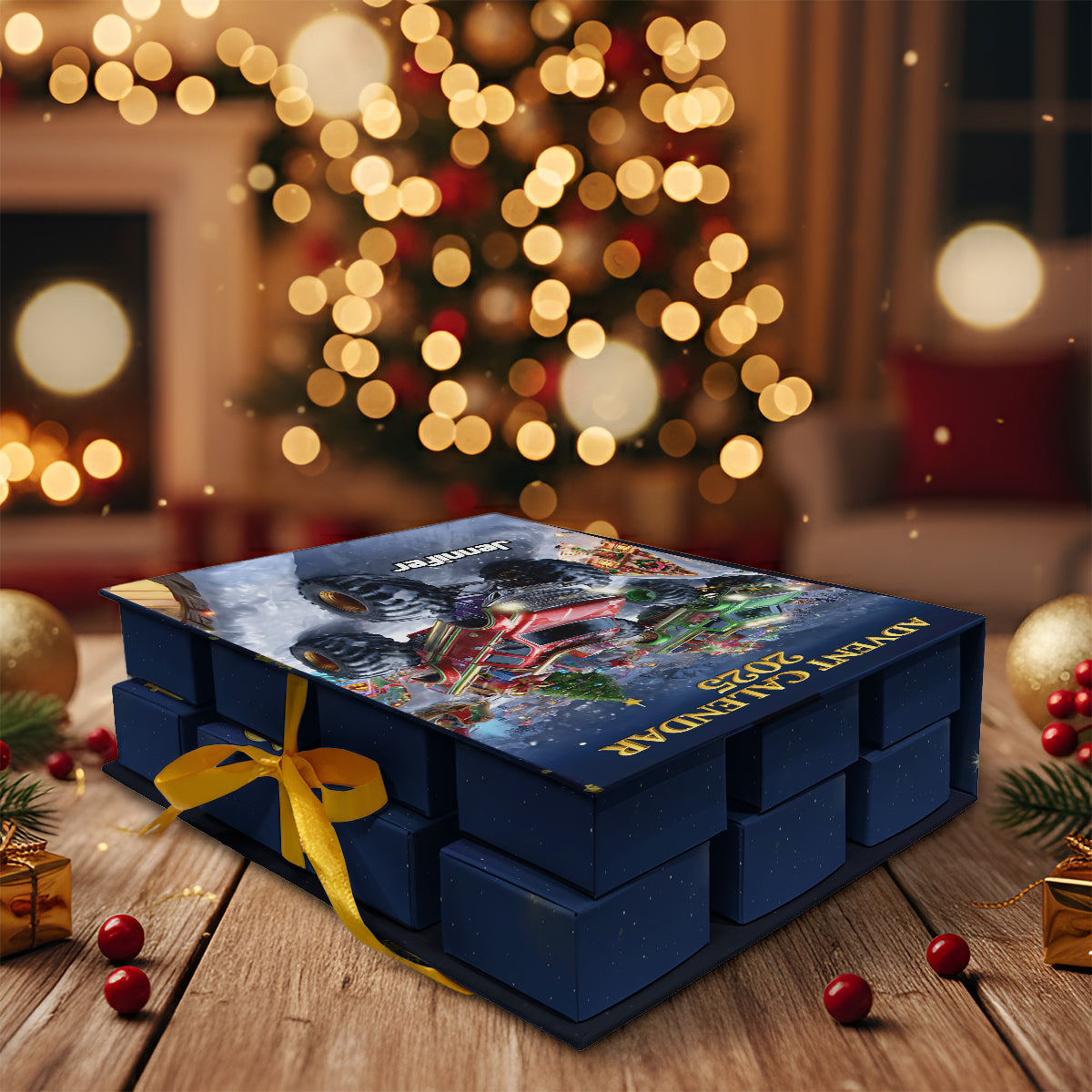 Monster Crusher - Calendrier de l'Avent pliable et personnalisé pour enfants avec décorations