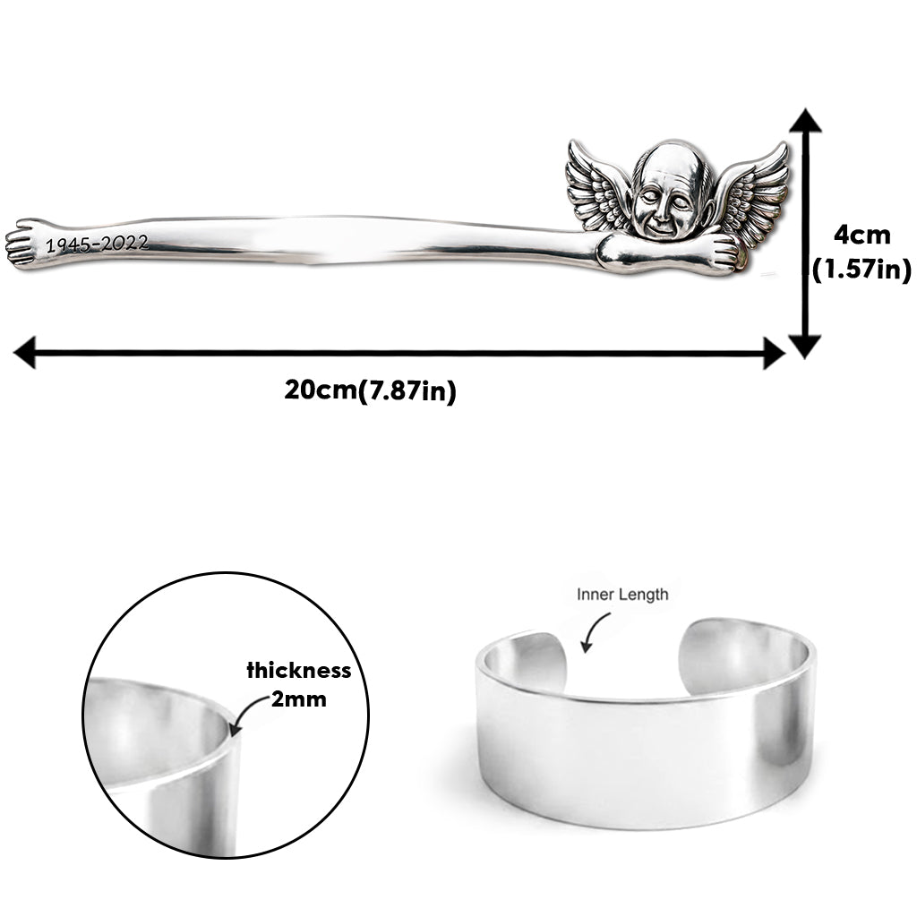 Your Wings Were Ready, But My Heart Was Not - Personalized Memorial Shaped Cuff Bracelet