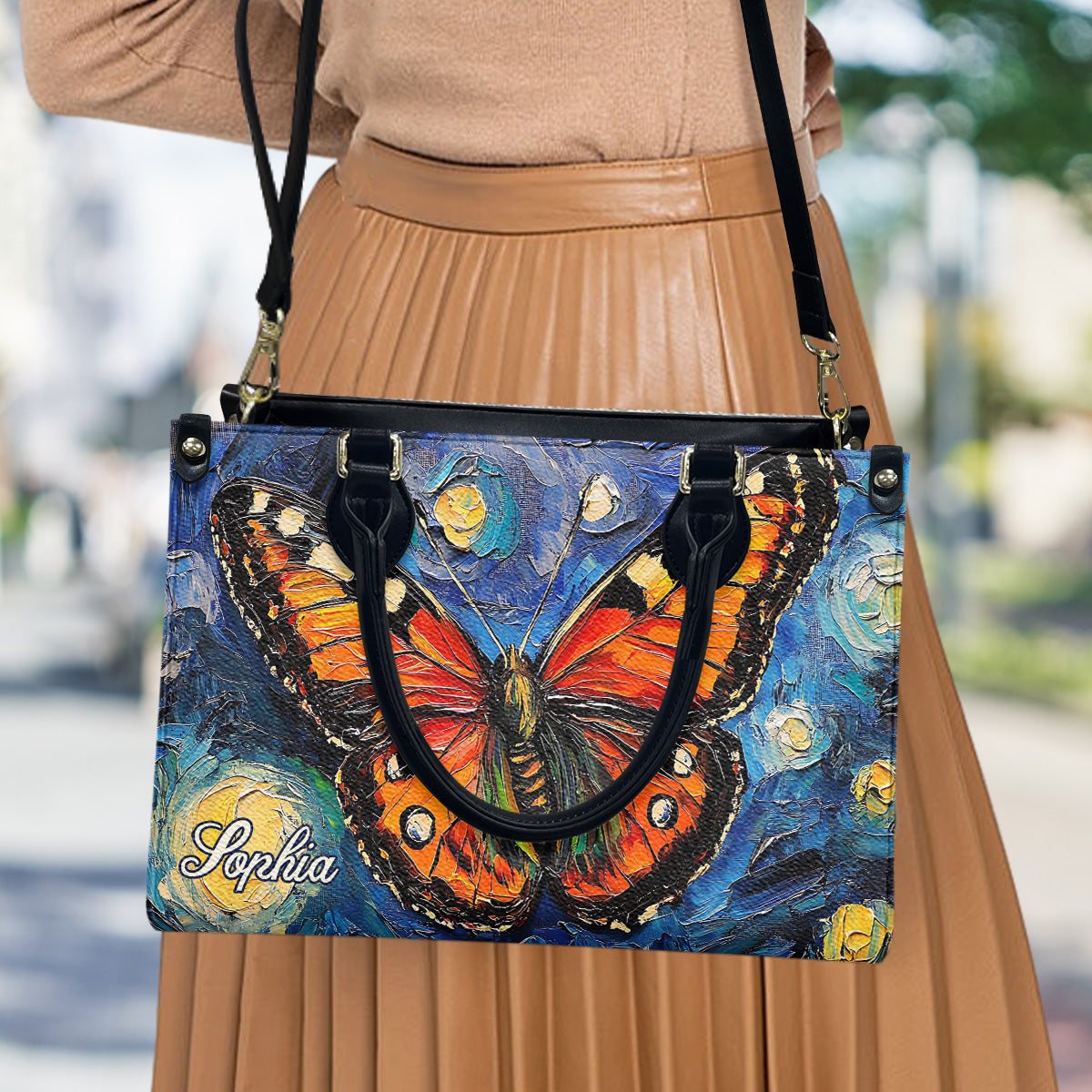 Sac à main en cuir papillon personnalisé Dreamy Butterfly