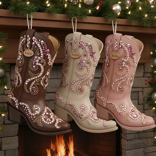 Howdy Chrismas - Personalized Cowgirl Shaped Christmas Stocking