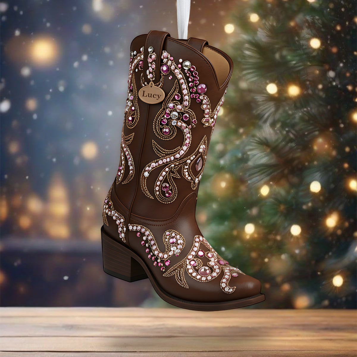Joyeux Noël ! - Chaussette de Noël personnalisée en forme de cowgirl