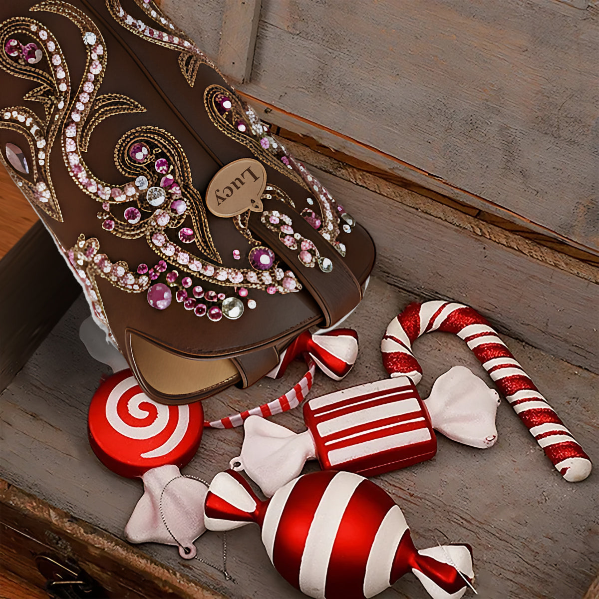 Joyeux Noël ! - Chaussette de Noël personnalisée en forme de cowgirl