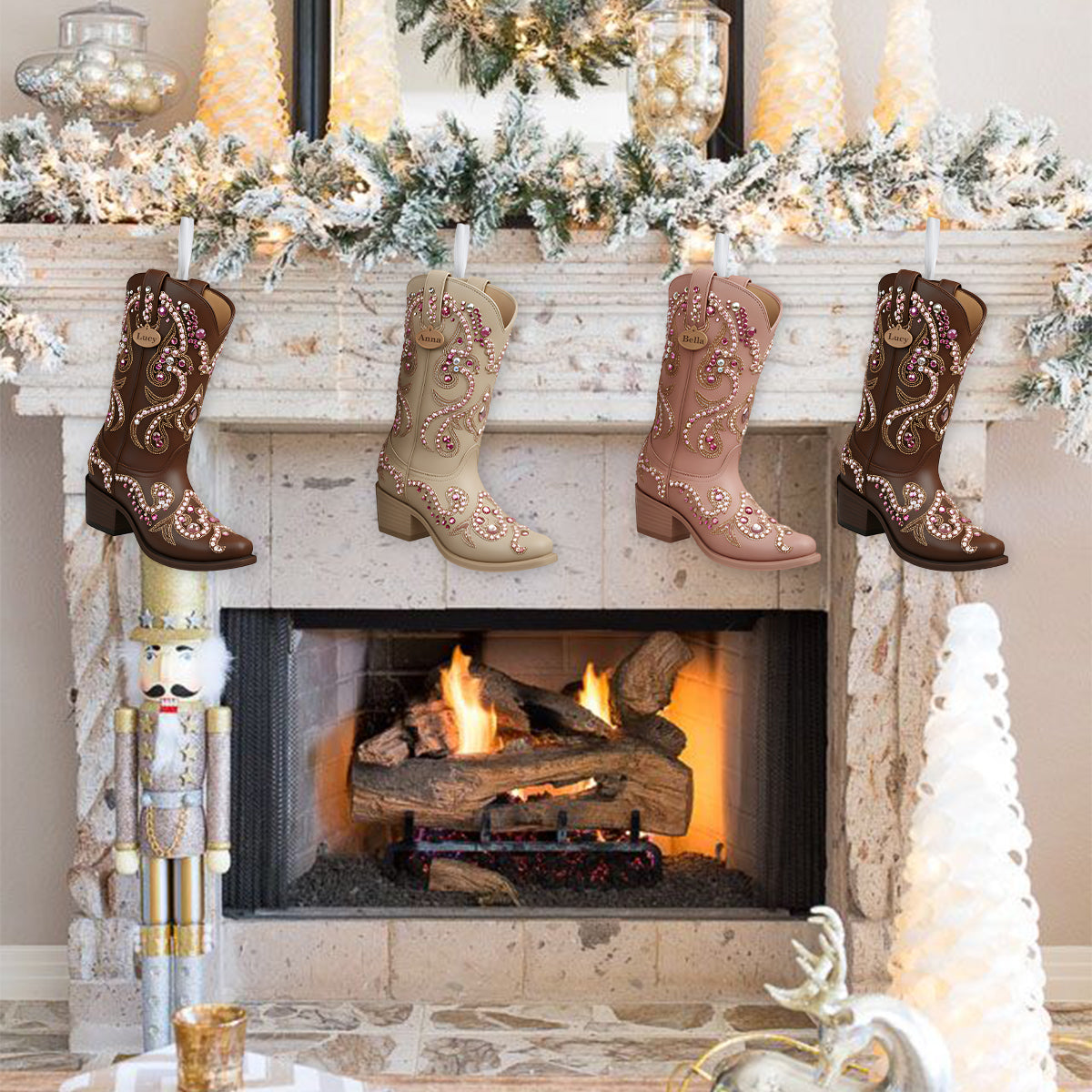 Joyeux Noël ! - Chaussette de Noël personnalisée en forme de cowgirl