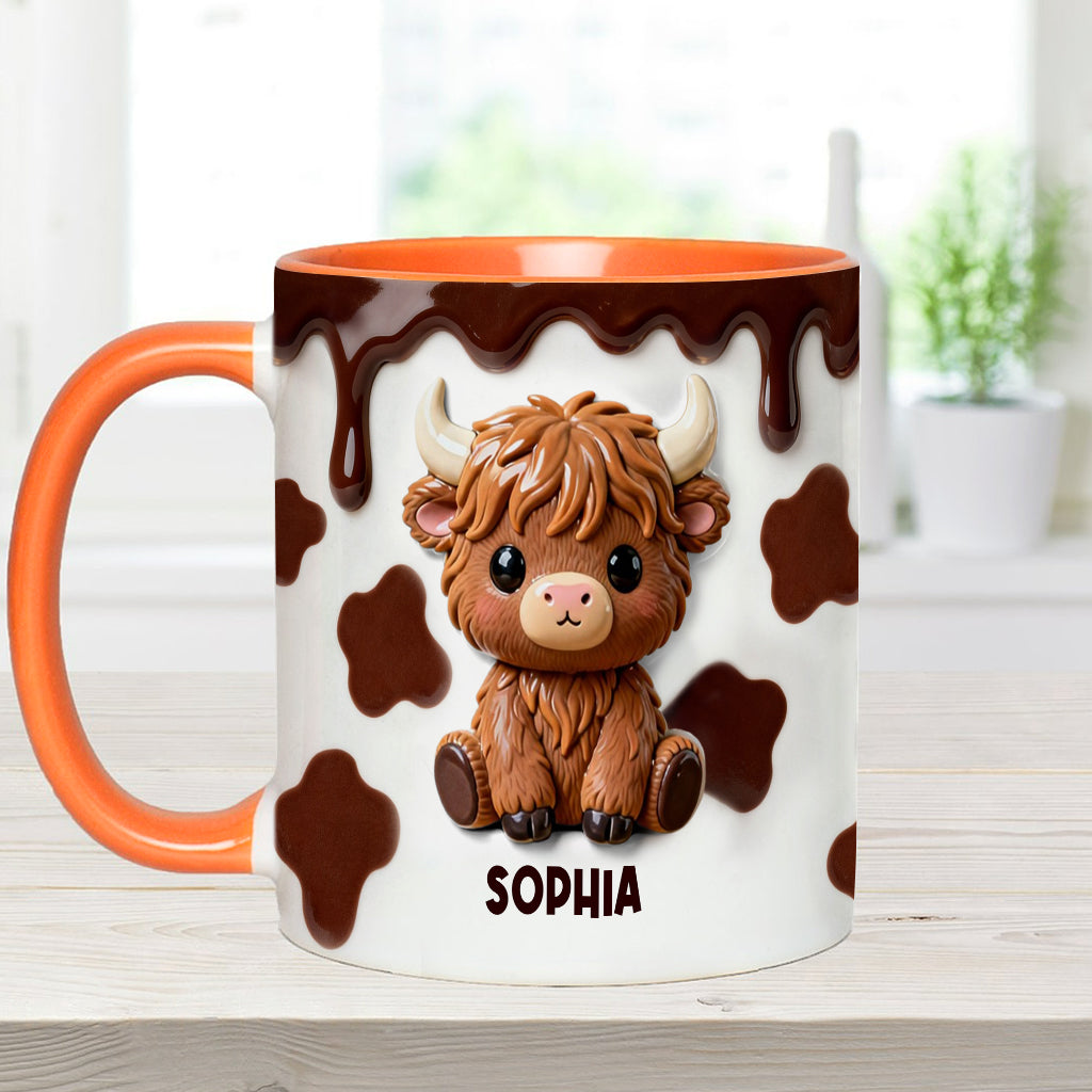 J'adore les vaches des Highlands ! Mug et sous-verre personnalisés avec motif vache des Highlands