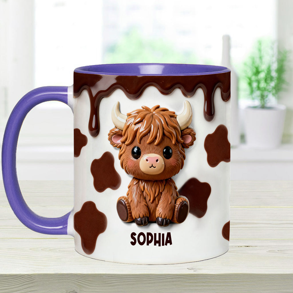 J'adore les vaches des Highlands ! Mug et sous-verre personnalisés avec motif vache des Highlands