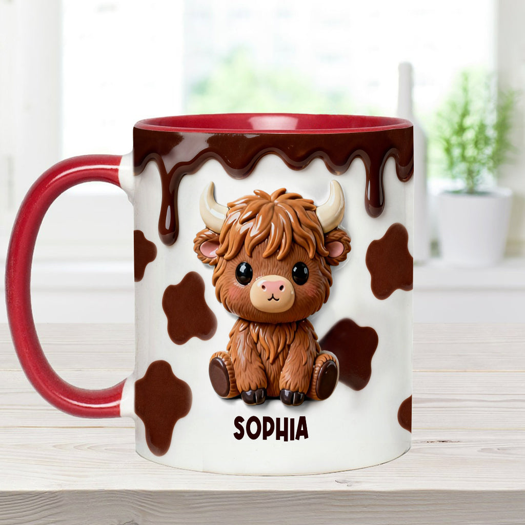 J'adore les vaches des Highlands ! Mug et sous-verre personnalisés avec motif vache des Highlands