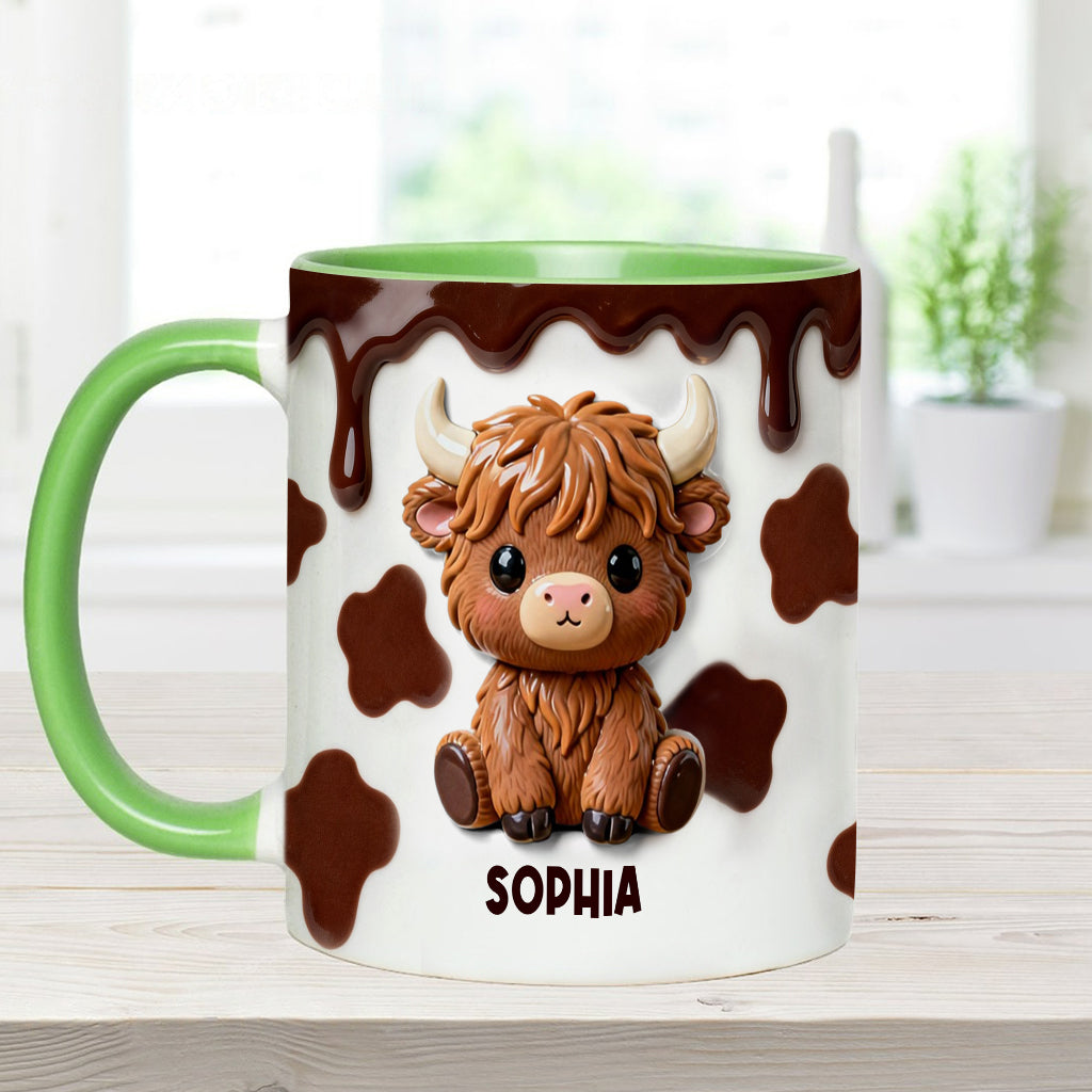 J'adore les vaches des Highlands ! Mug et sous-verre personnalisés avec motif vache des Highlands