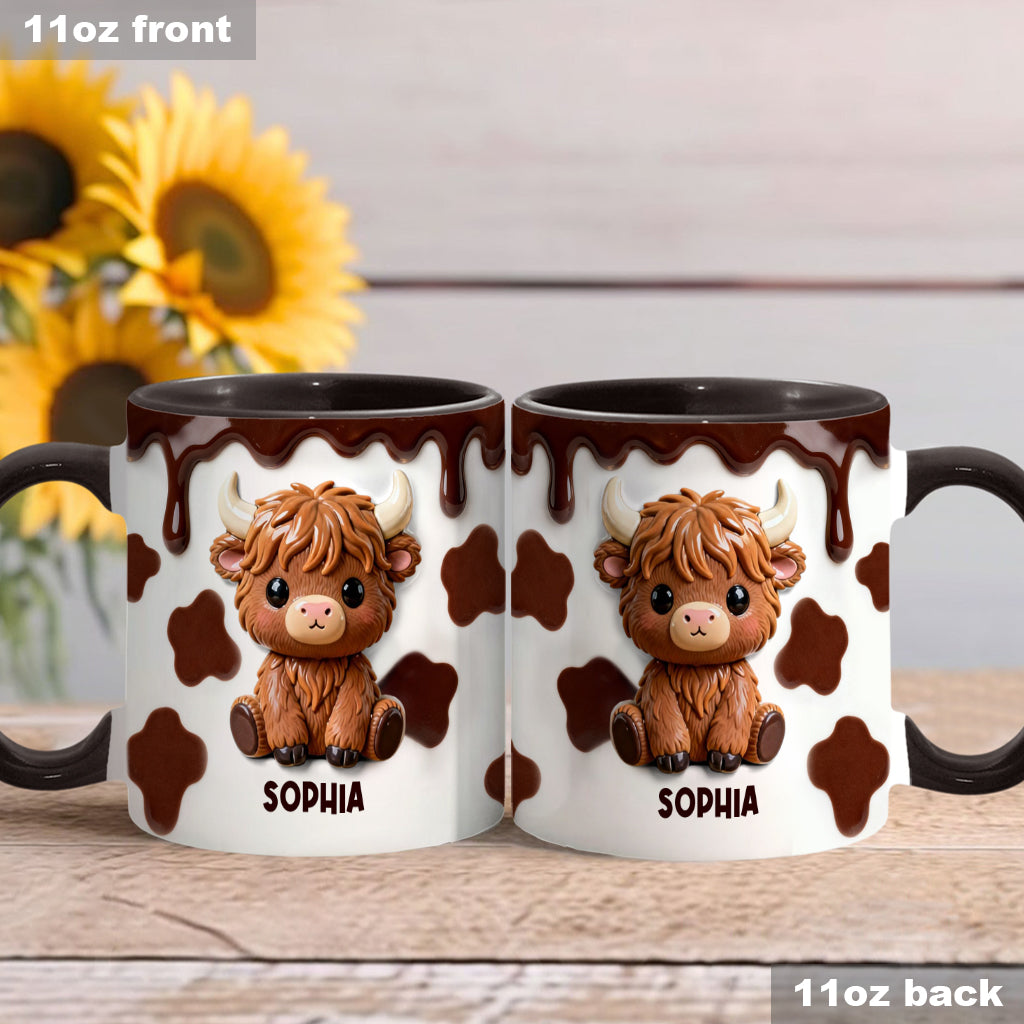J'adore les vaches des Highlands ! Mug et sous-verre personnalisés avec motif vache des Highlands