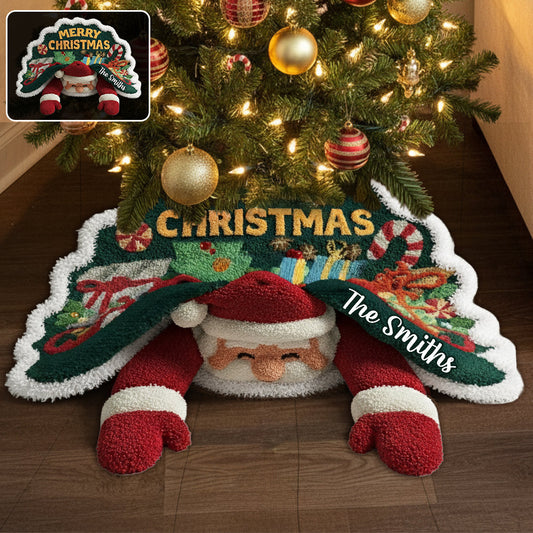 Jupe de sapin personnalisée en forme de famille - Père Noël