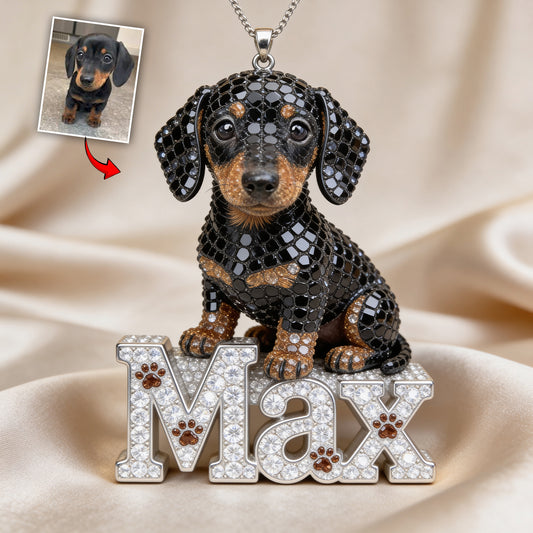 Cadeau pour Maman de Chien, Cadeau pour Amoureux des Chiens - Collier Pendentif Métal Personnalisé en Forme de Chien