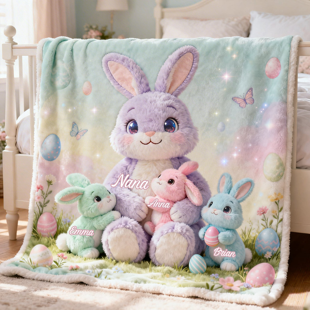 Couverture personnalisée pour grand-mère - Lapin de Pâques