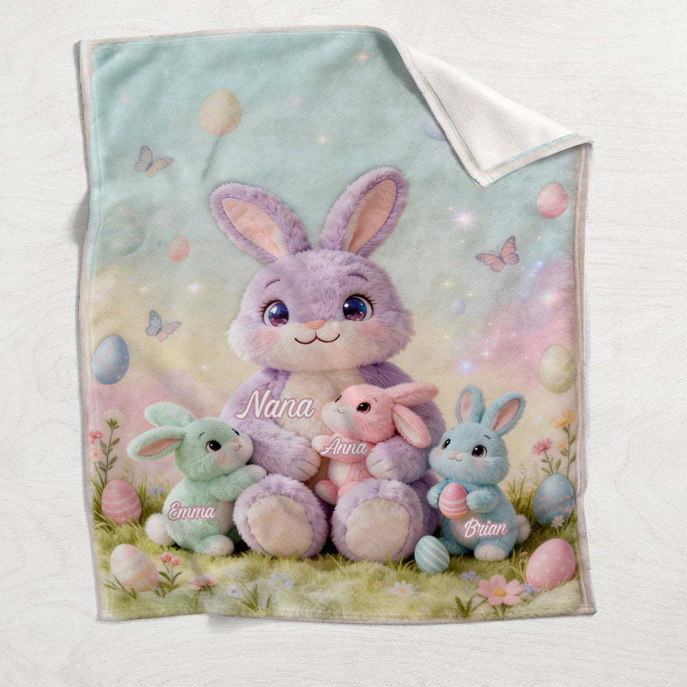 Couverture personnalisée pour grand-mère - Lapin de Pâques