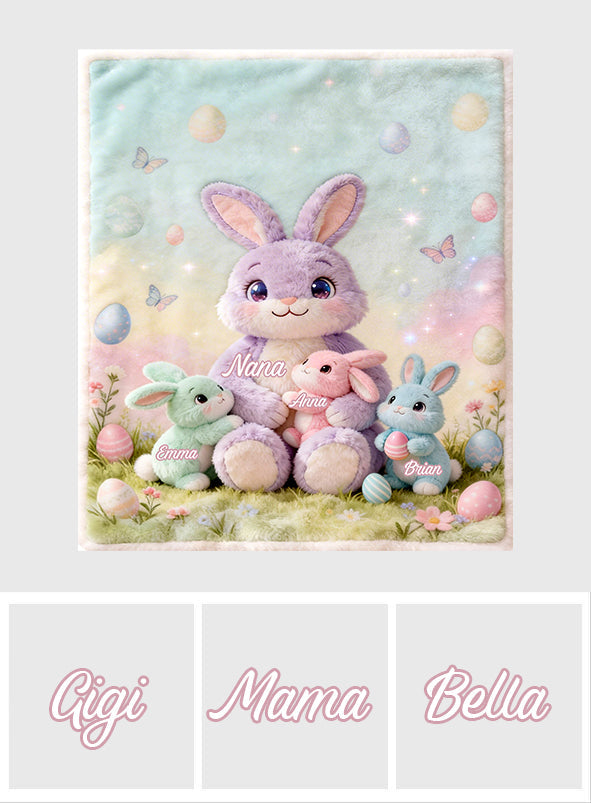 Couverture personnalisée pour grand-mère - Lapin de Pâques
