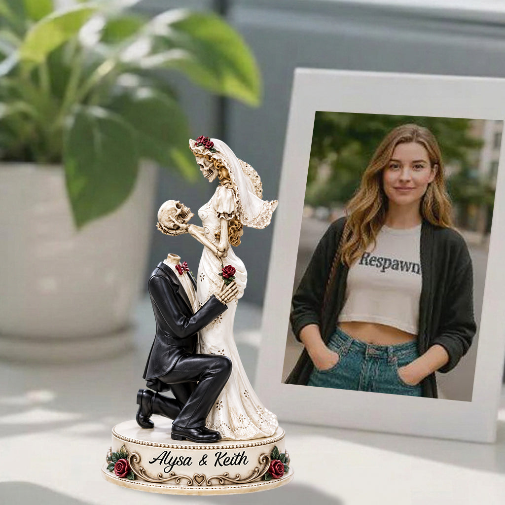Skull Couple Wedding Cake Topper - Personalized Couple Premium 3D Figurine