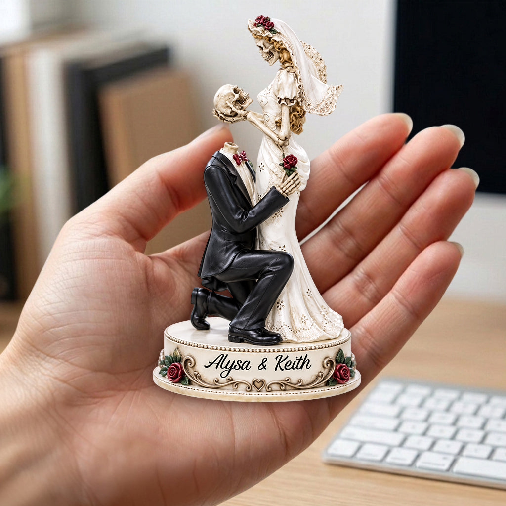 Skull Couple Wedding Cake Topper - Personalized Couple Premium 3D Figurine