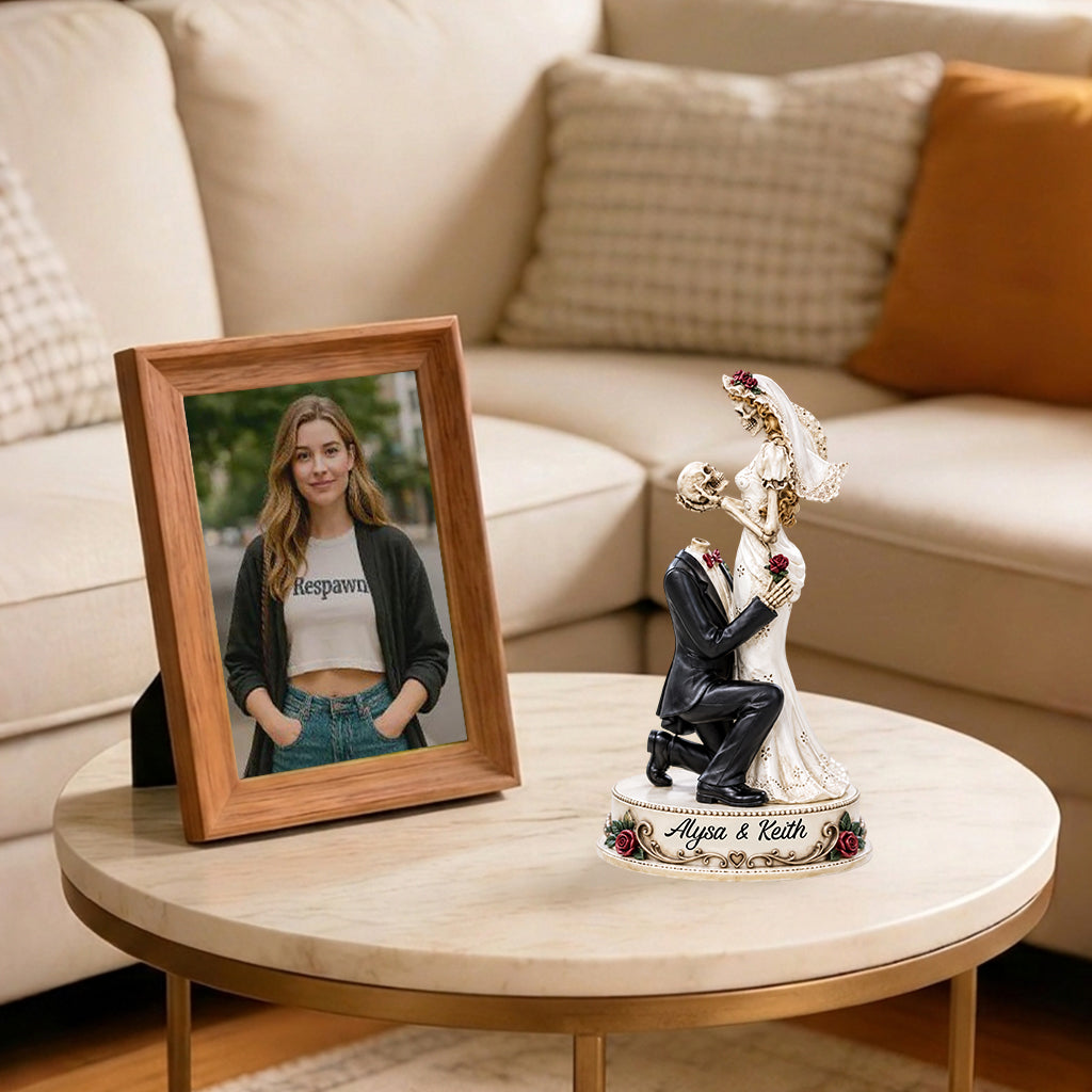 Skull Couple Wedding Cake Topper - Personalized Couple Premium 3D Figurine