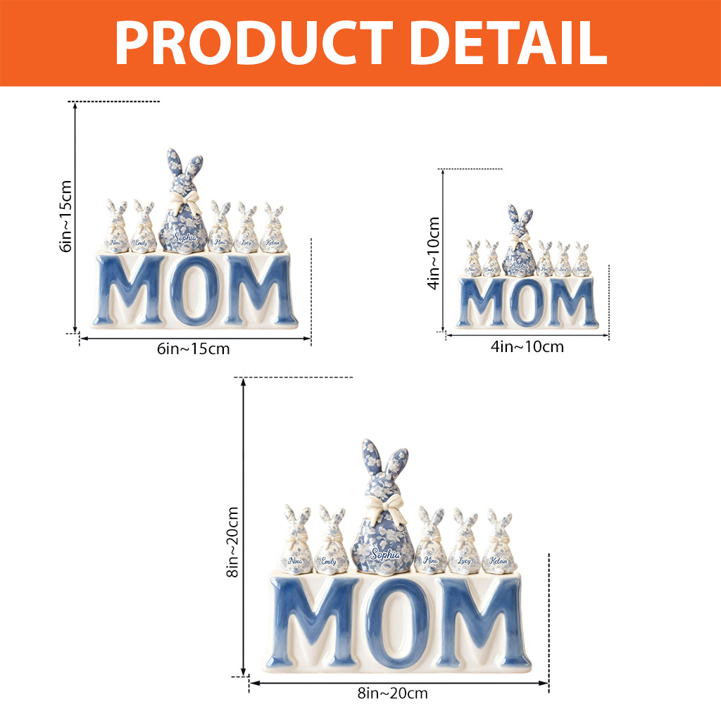 Elegant Bunny Mom Grandma Kids - Personalized Mother Custom Shaped Acrylic Plaque