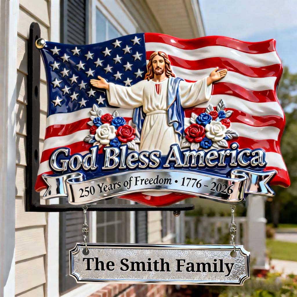 God Blessed America - Personalized Christian Wooden Wall Mount Sign