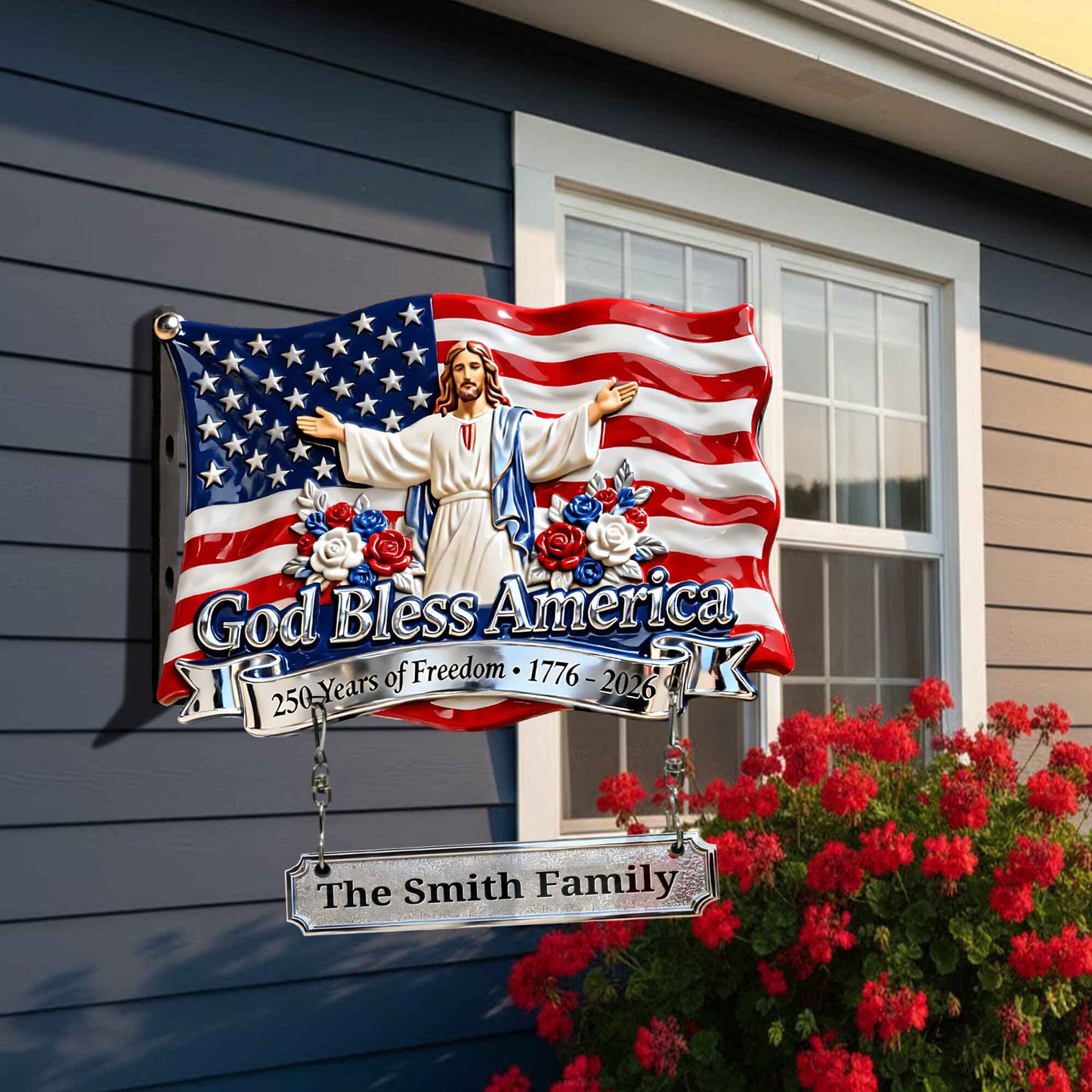 God Blessed America - Personalized Christian Wooden Wall Mount Sign