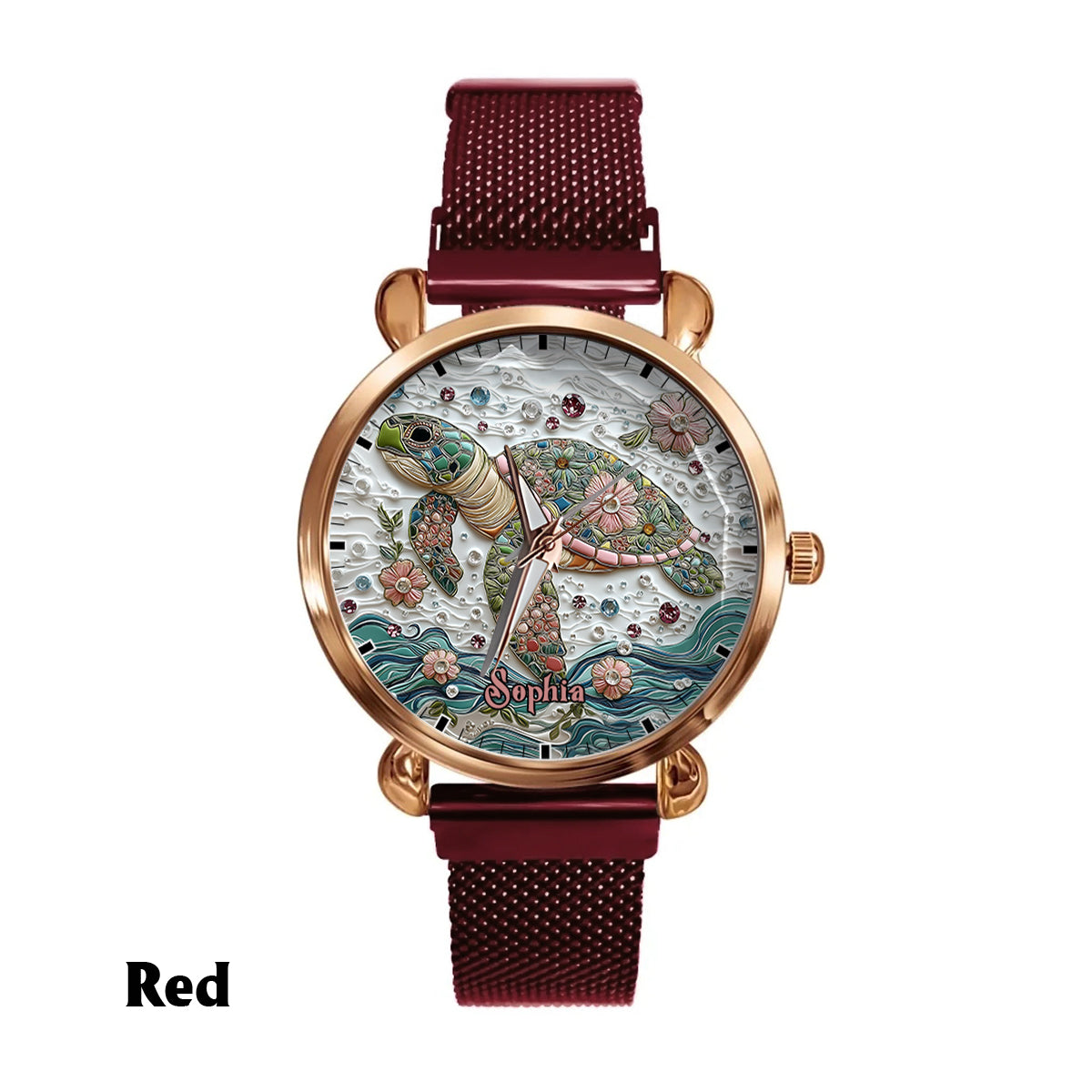 Belle tortue - Montre-bracelet personnalisée pour femme en forme de tortue 
