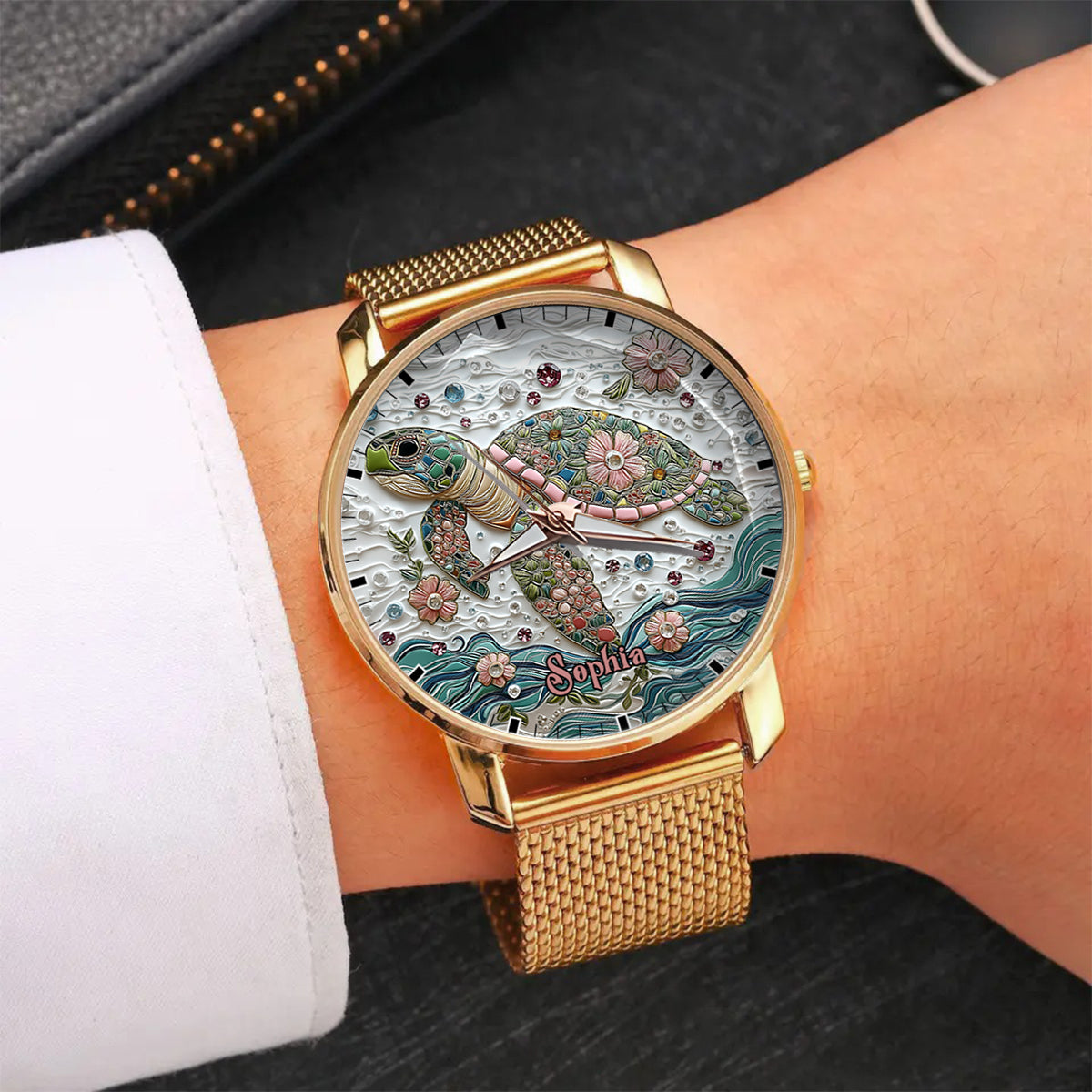 Belle tortue - Montre-bracelet personnalisée pour femme en forme de tortue 