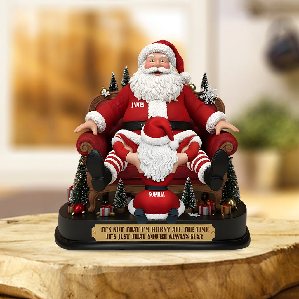 Couple amusant avec le Père Noël - Plaque acrylique personnalisée pour couple - Forme personnalisée