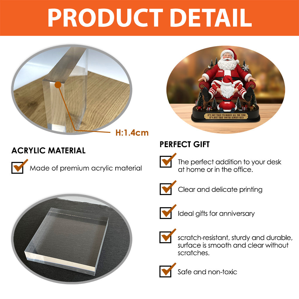 Couple amusant avec le Père Noël - Plaque acrylique personnalisée pour couple - Forme personnalisée