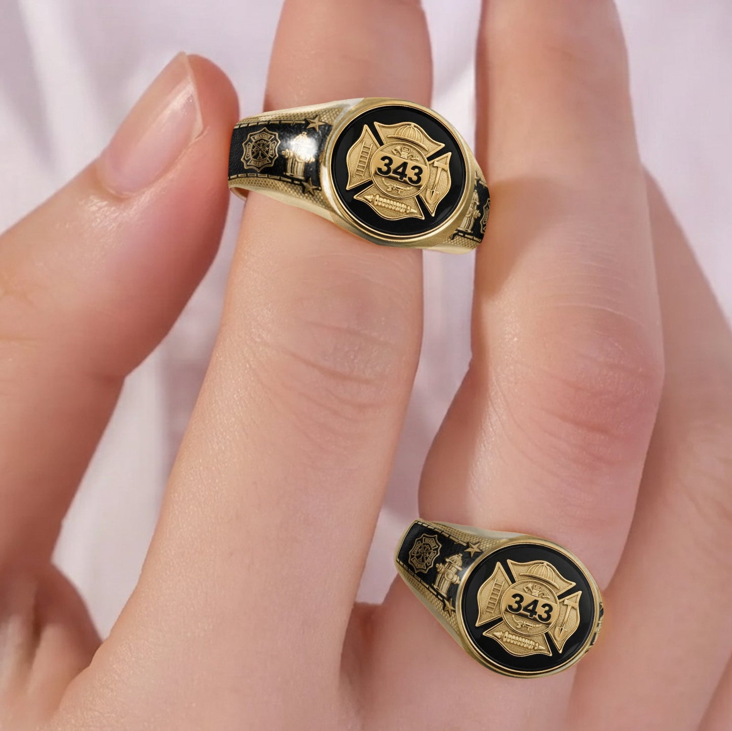Bague chevalière personnalisée « Fort Un » pour pompier