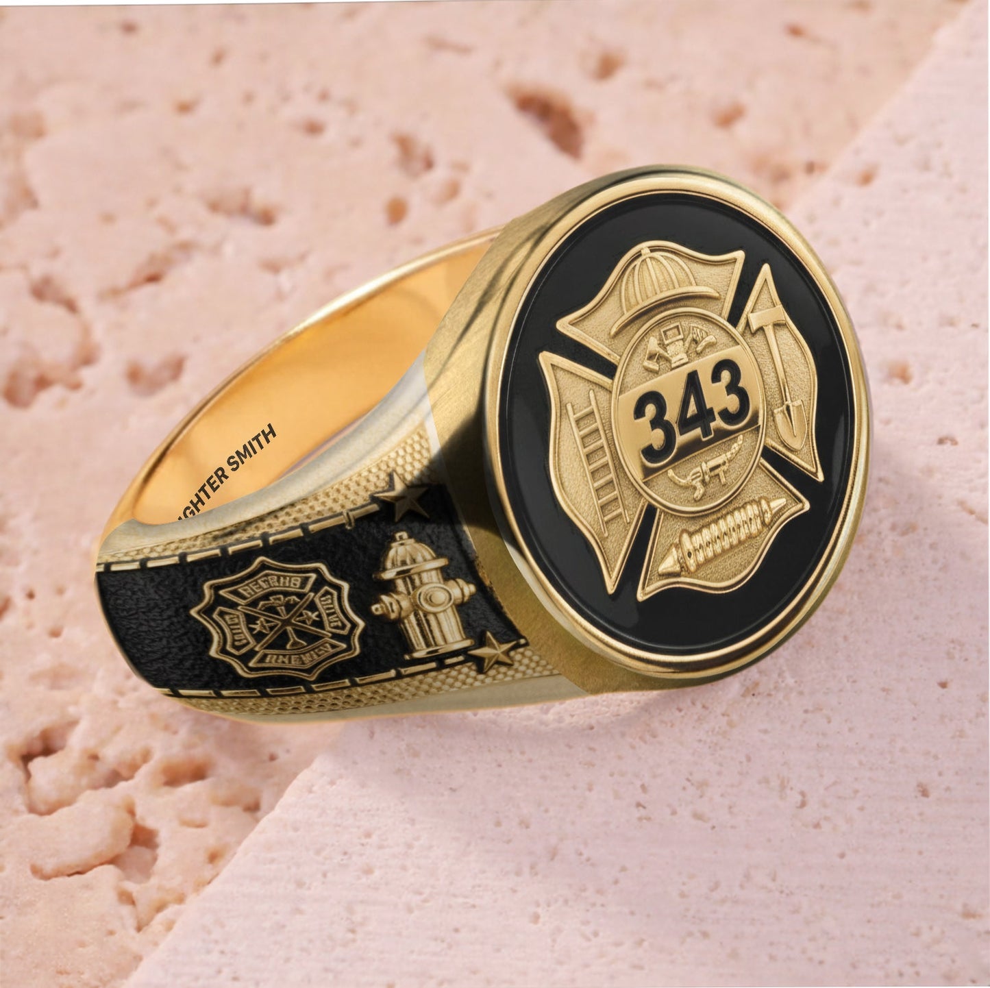Bague chevalière personnalisée « Fort Un » pour pompier