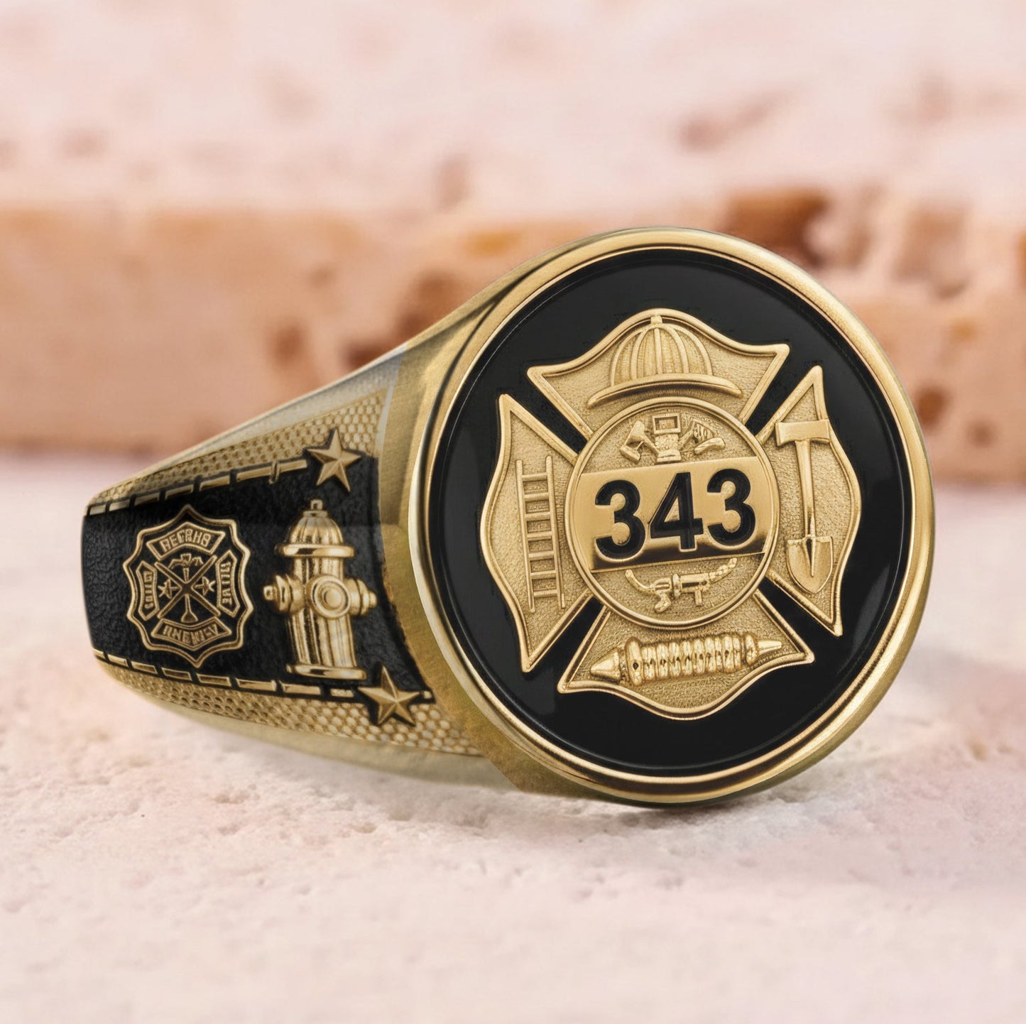 Bague chevalière personnalisée « Fort Un » pour pompier