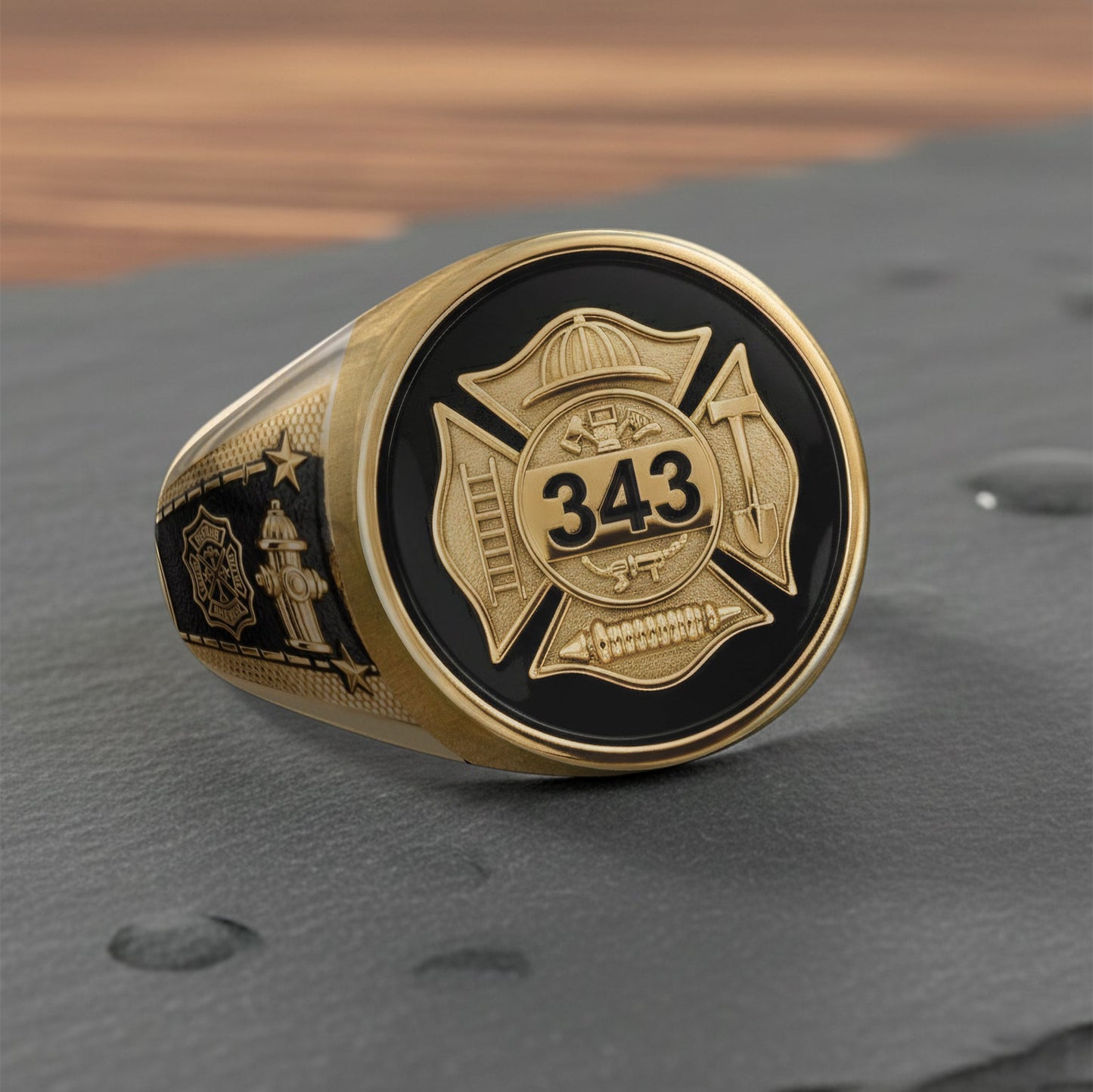 Bague chevalière personnalisée « Fort Un » pour pompier