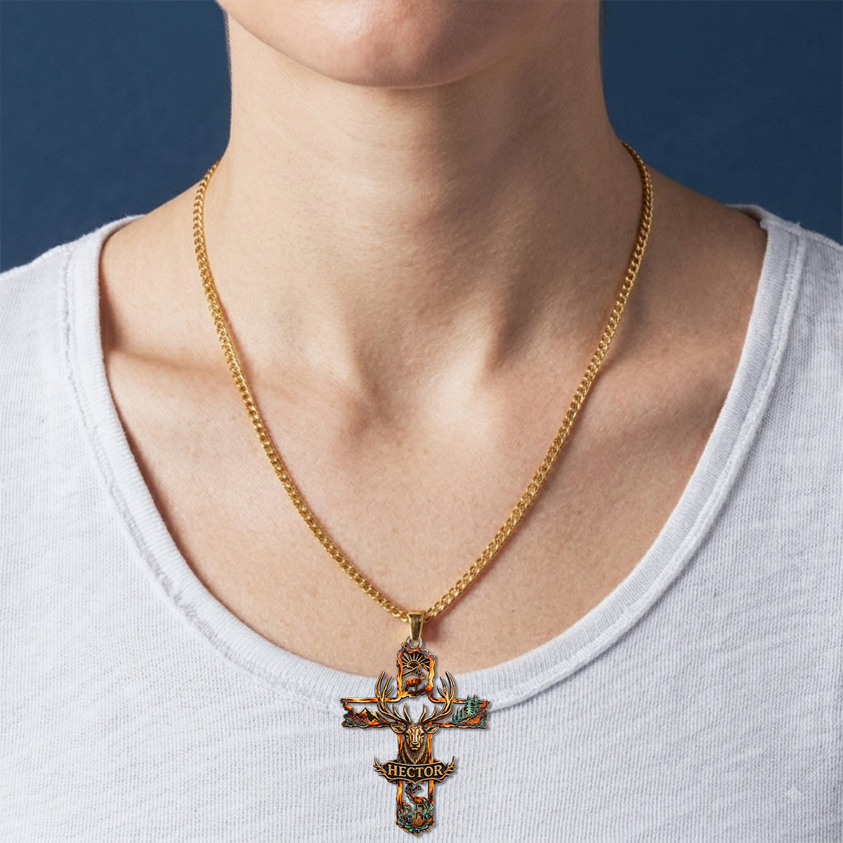 Love God Who Make Me A Hunter - Personalized Hunting Shaped Metal Pendant Necklace