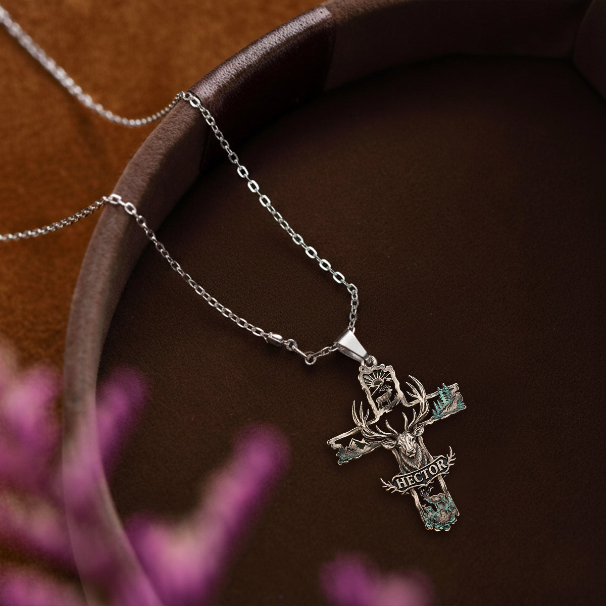 Love God Who Make Me A Hunter - Personalized Hunting Shaped Metal Pendant Necklace