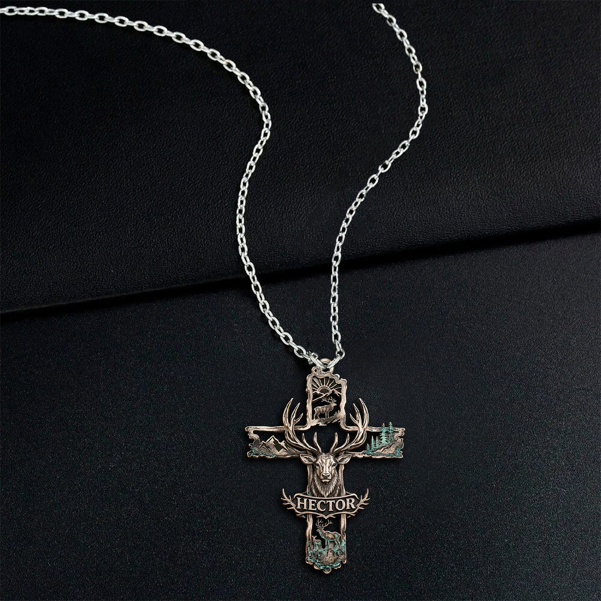 Love God Who Make Me A Hunter - Personalized Hunting Shaped Metal Pendant Necklace