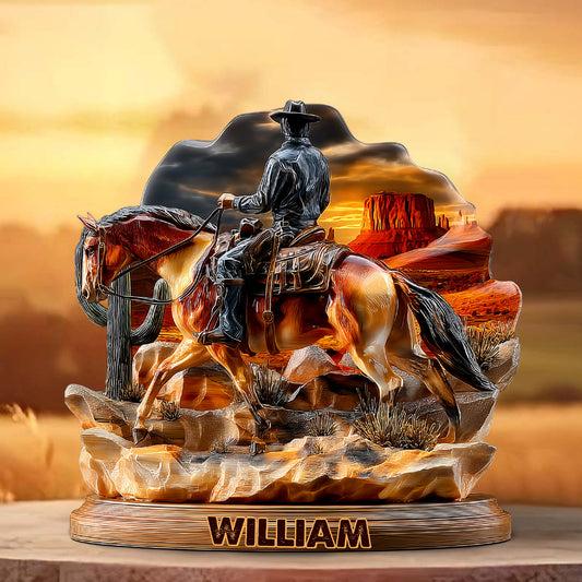 Wild Cowboy - Plaque acrylique personnalisée en forme de cowboy