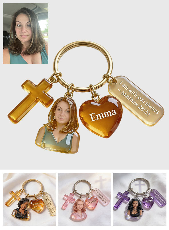 Custom Any Photo - Personalized Christian Keychain With Charms