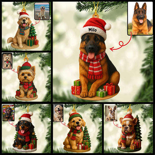 Dog Christmas - Personalized Dog Custom Made 3D Minifigure Ornament
