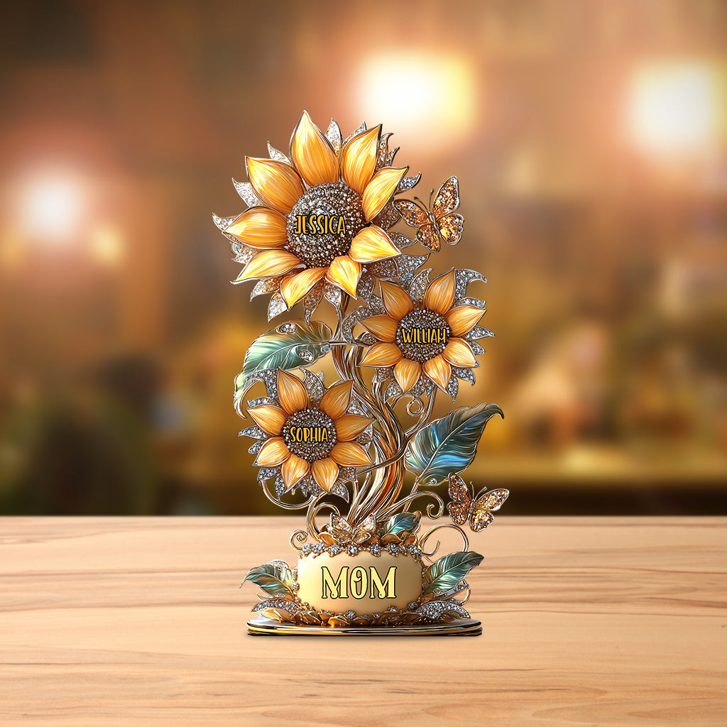 Cadeau « Mon jardin de tournesols » pour maman, grand-mère - Plaque acrylique personnalisée en forme de tournesol