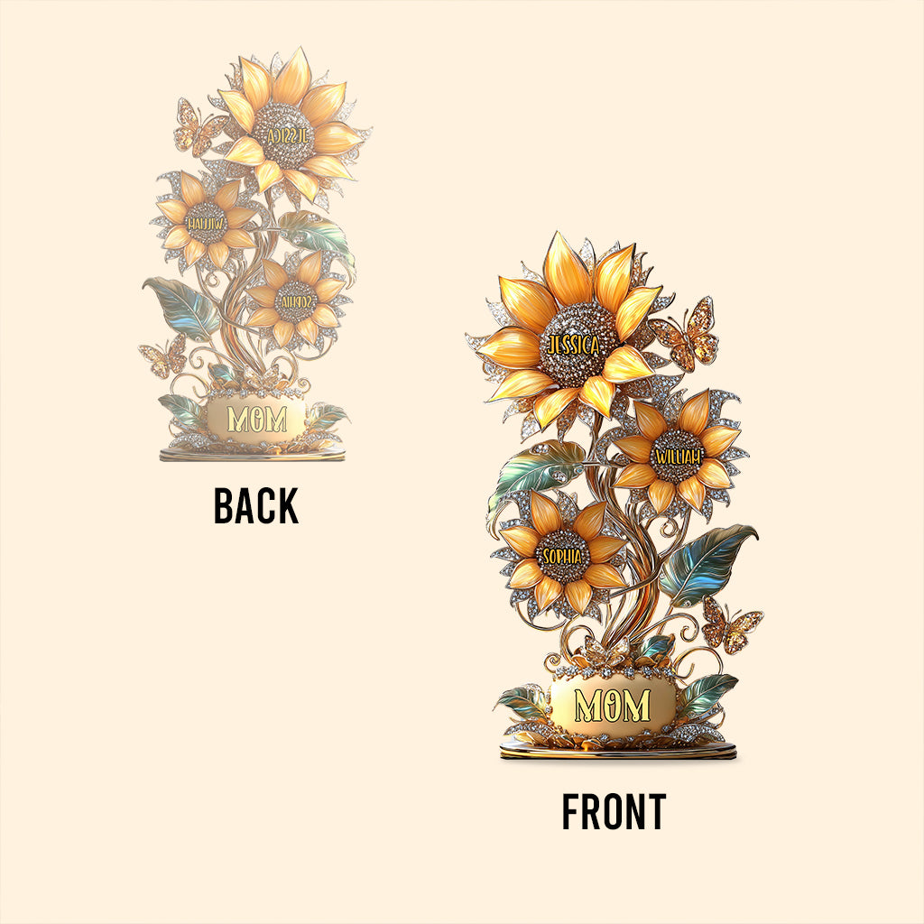 Cadeau « Mon jardin de tournesols » pour maman, grand-mère - Plaque acrylique personnalisée en forme de tournesol