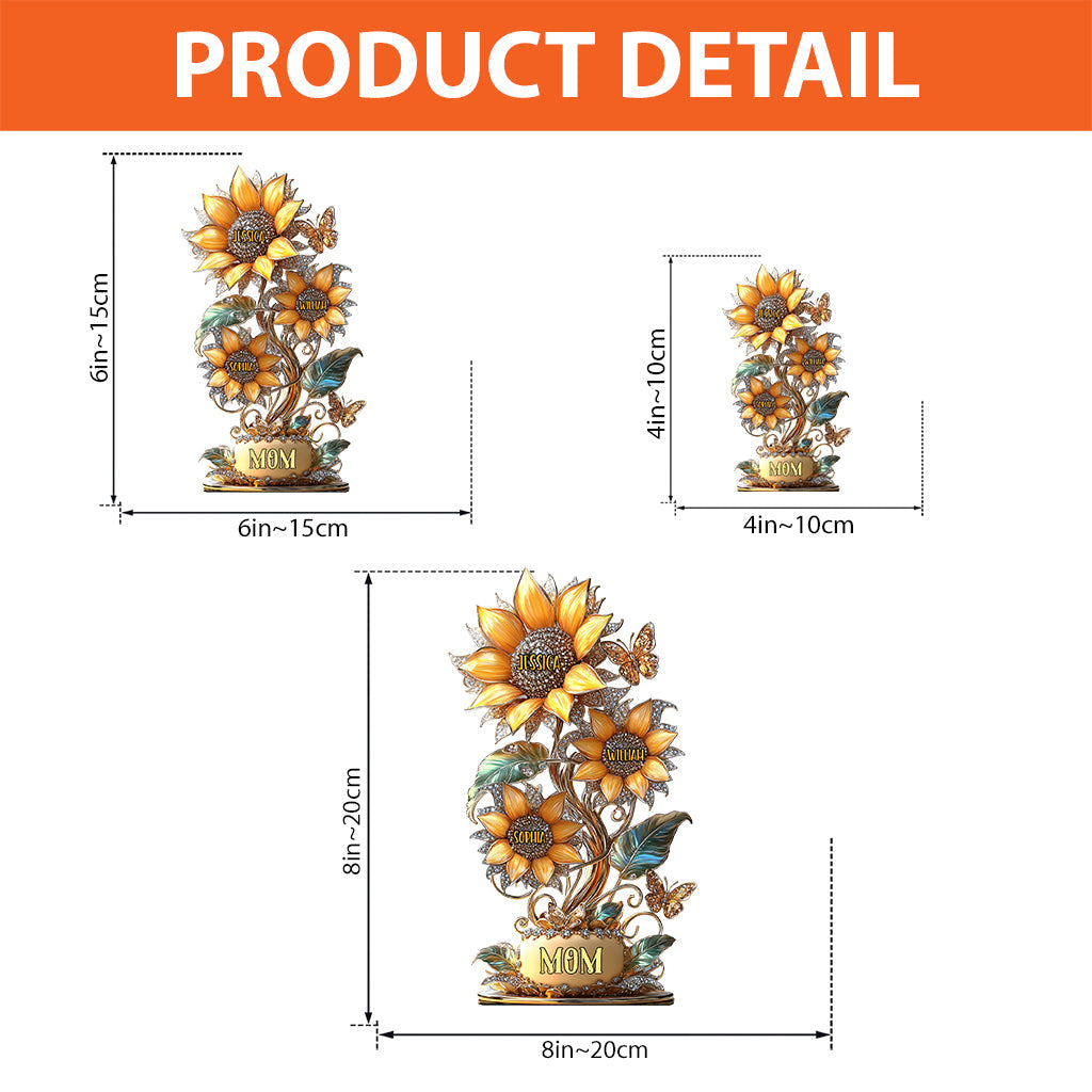 Cadeau « Mon jardin de tournesols » pour maman, grand-mère - Plaque acrylique personnalisée en forme de tournesol