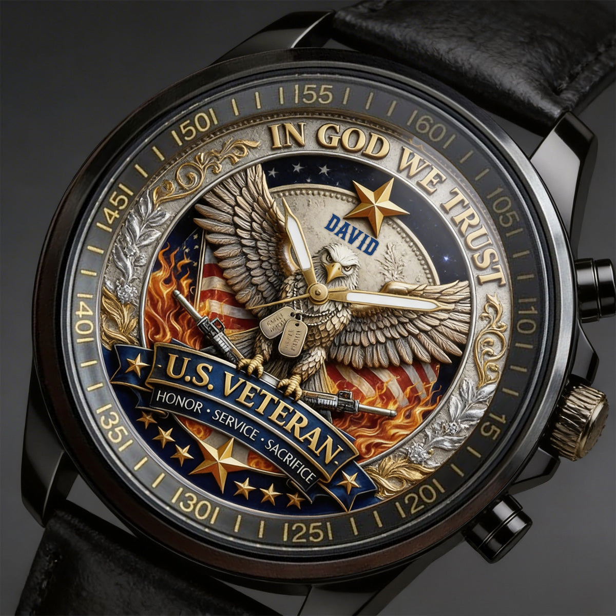 U.S. Veteran – In God We Trust | 250 Years of Freedom - Personalized Veteran Hand Watch