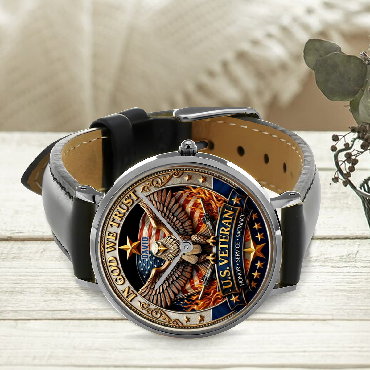 U.S. Veteran – In God We Trust | 250 Years of Freedom - Personalized Veteran Hand Watch
