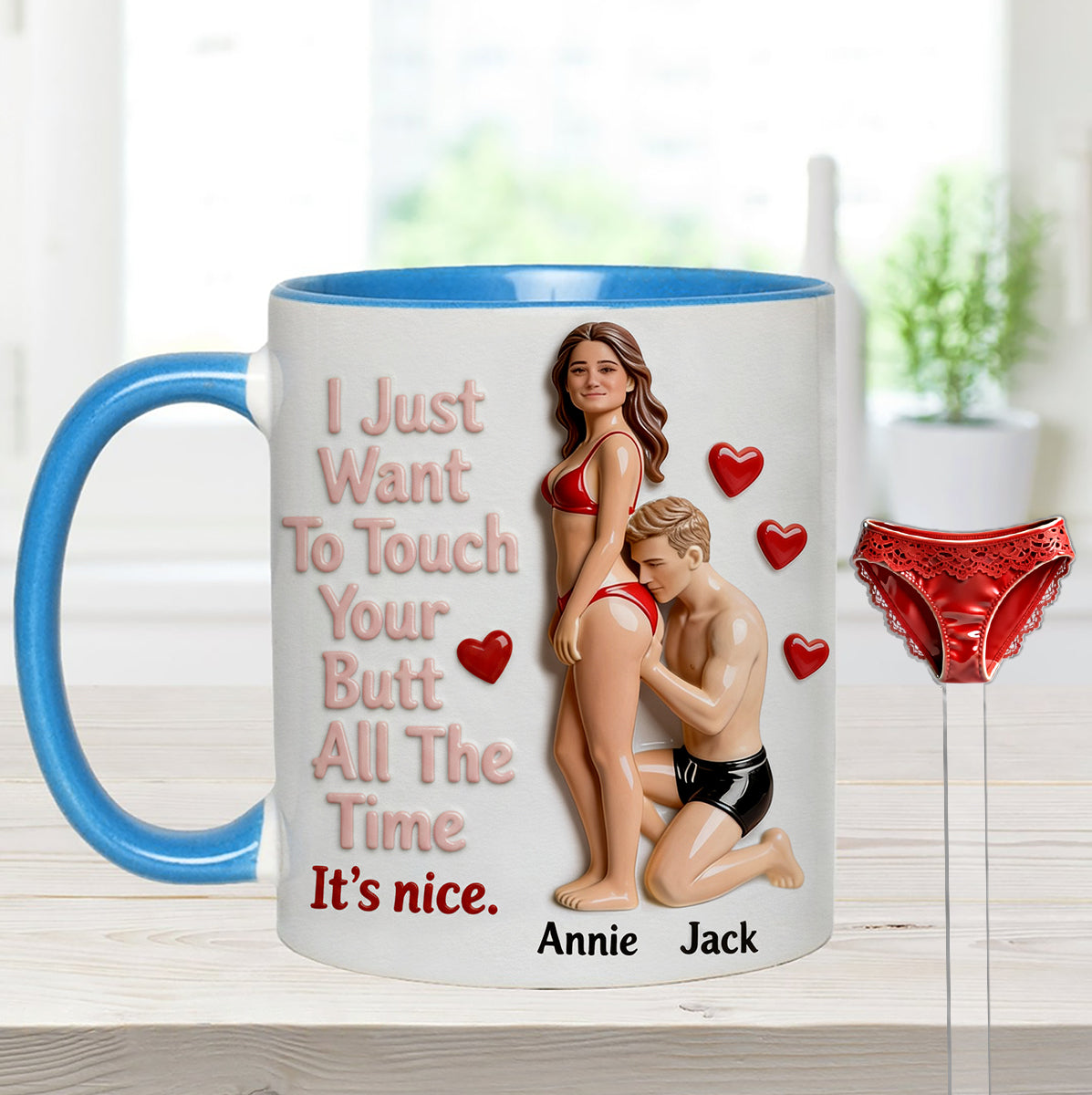 Custom From Any Photo - Personalized Spicy Couple Set Accent Mug with Acrylic Stirrers