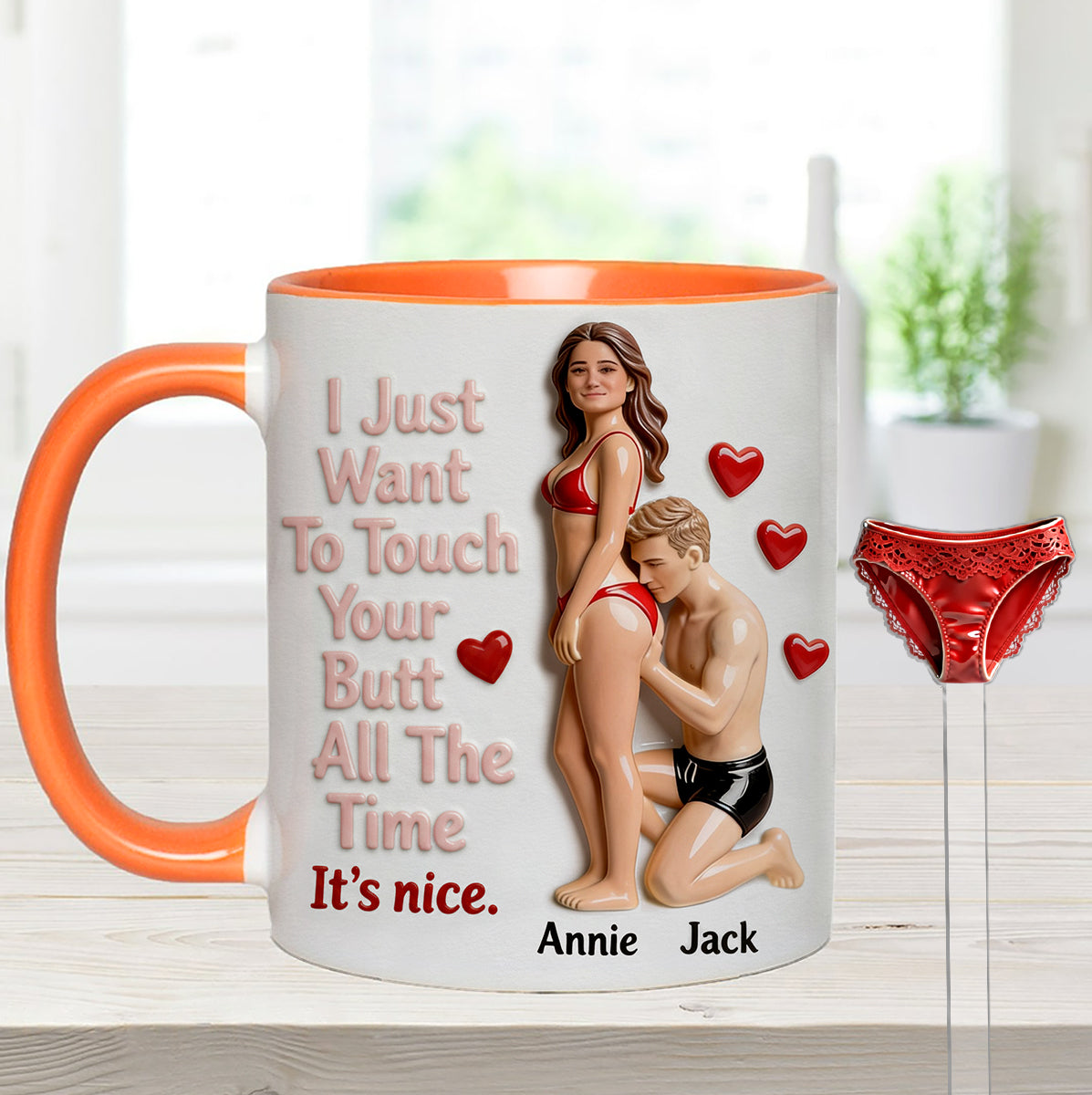 Custom From Any Photo - Personalized Spicy Couple Set Accent Mug with Acrylic Stirrers
