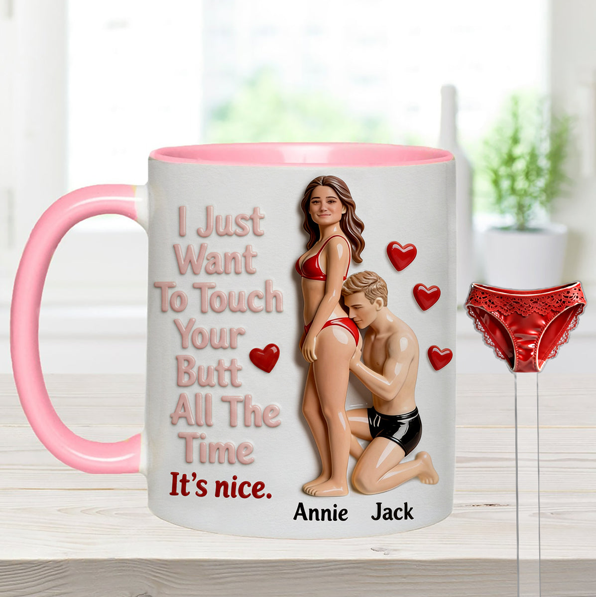 Custom From Any Photo - Personalized Spicy Couple Set Accent Mug with Acrylic Stirrers
