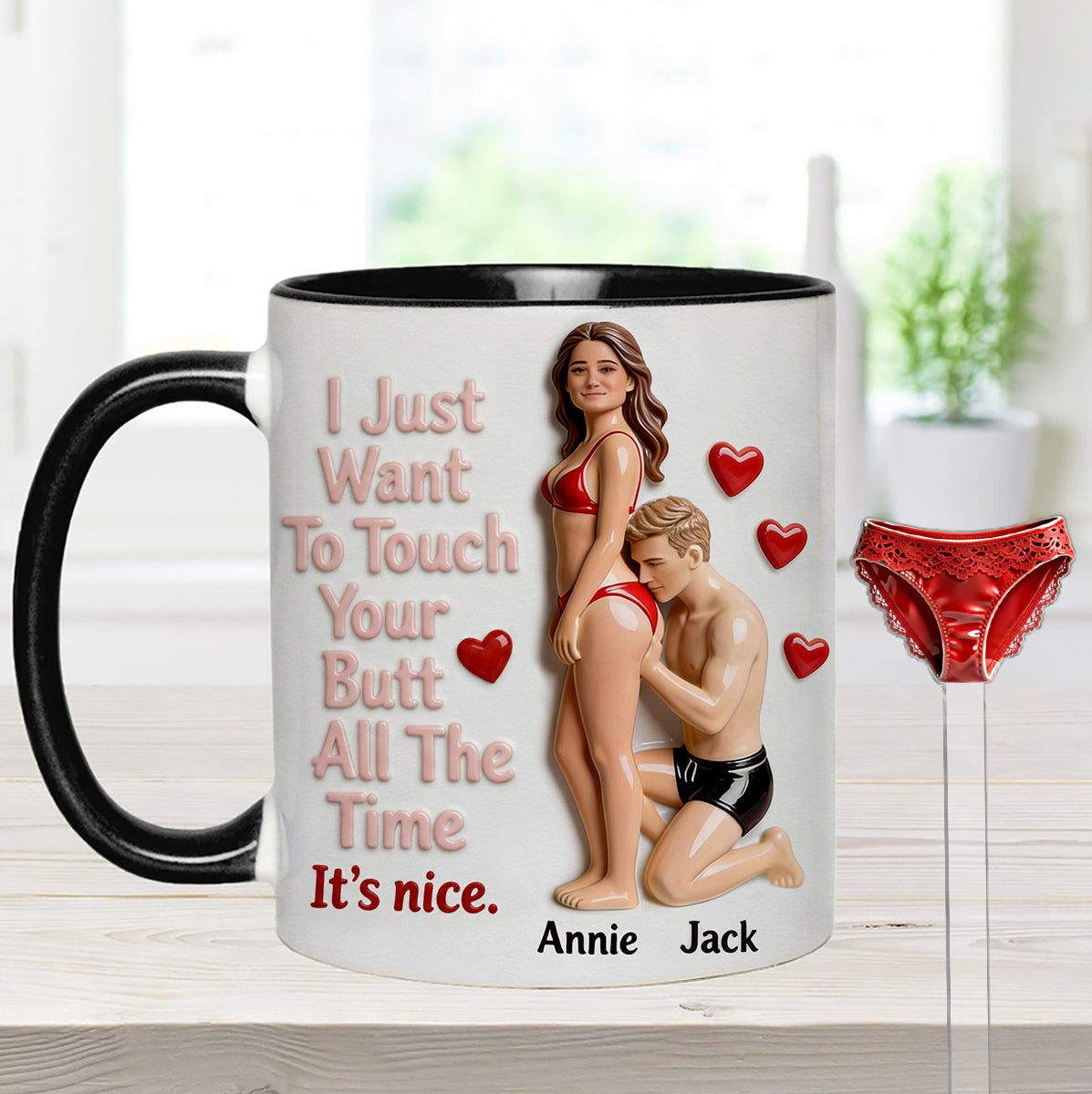 Custom From Any Photo - Personalized Spicy Couple Set Accent Mug with Acrylic Stirrers