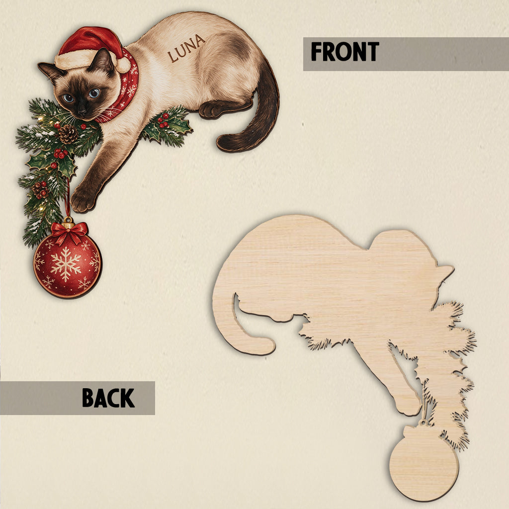 Custom Any Photo, Cute Cat Christmas - Personalized Cat Door Frame Decoration