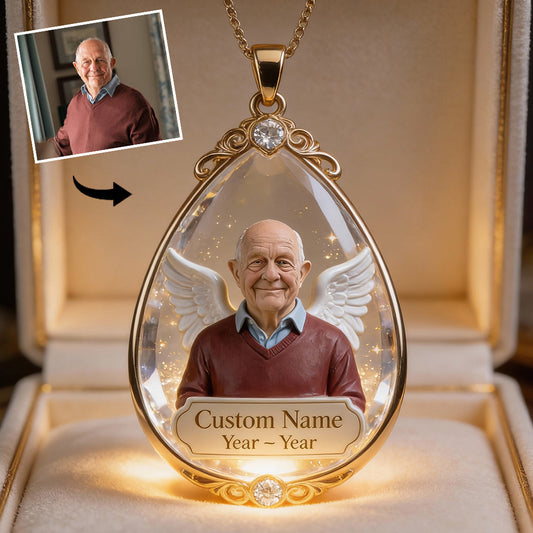 Pendentif en métal en forme de larme, cadeau de condoléances - Collier commémoratif personnalisé